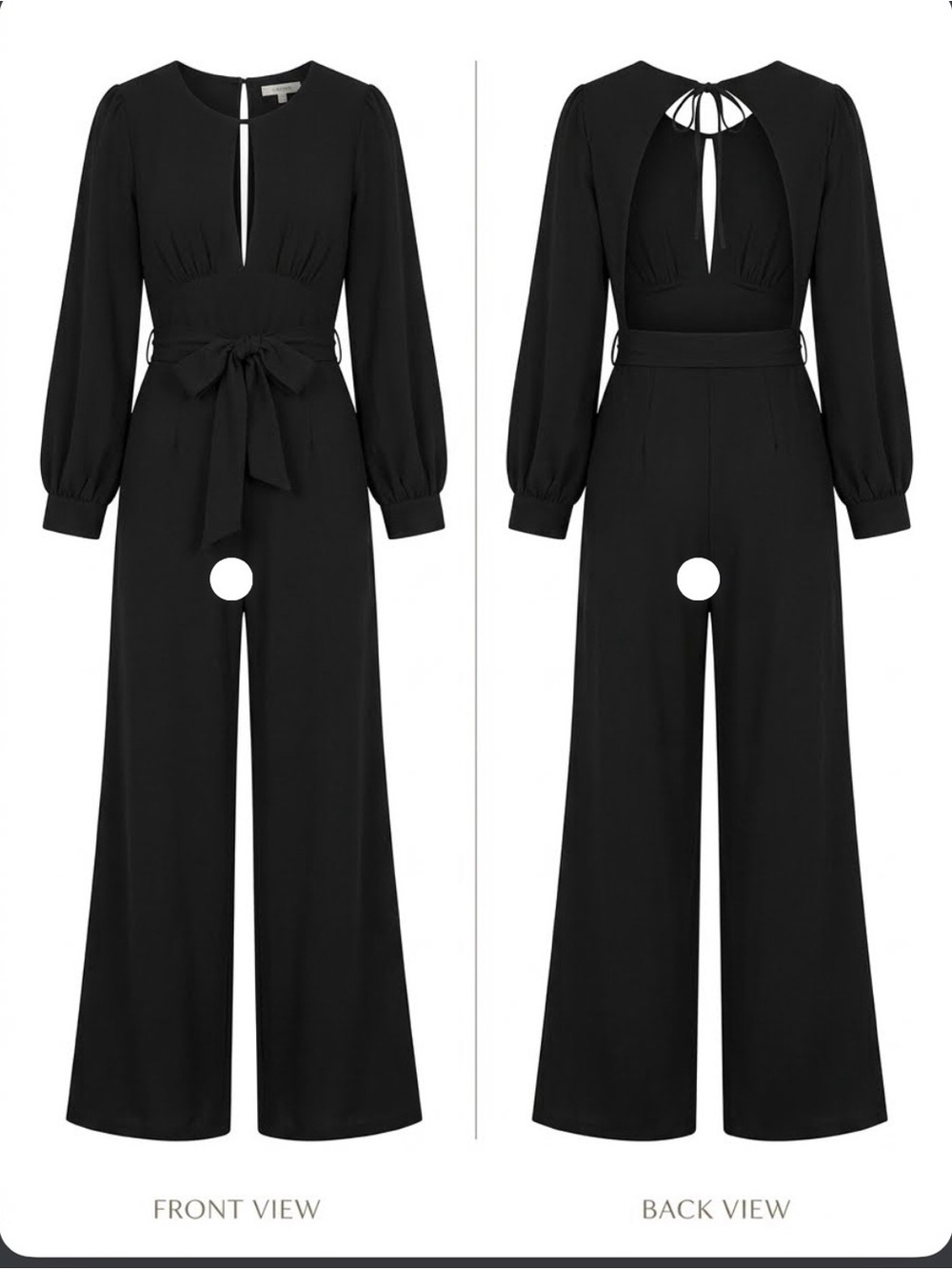 Elegant Black Wide-Leg Jumpsuit with Tie Waist